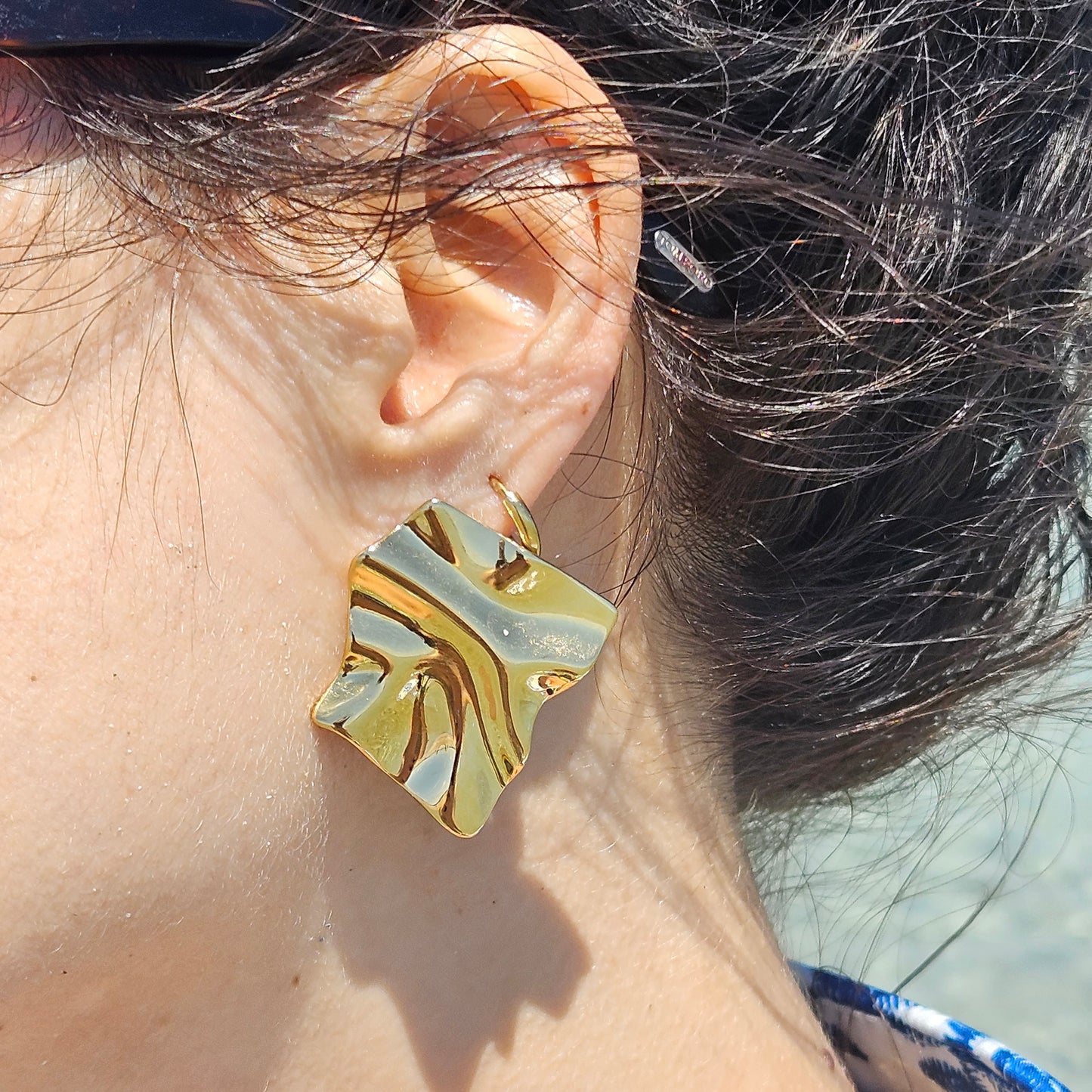 Calypso - Boucles d'oreilles en acier Inoxydable doré