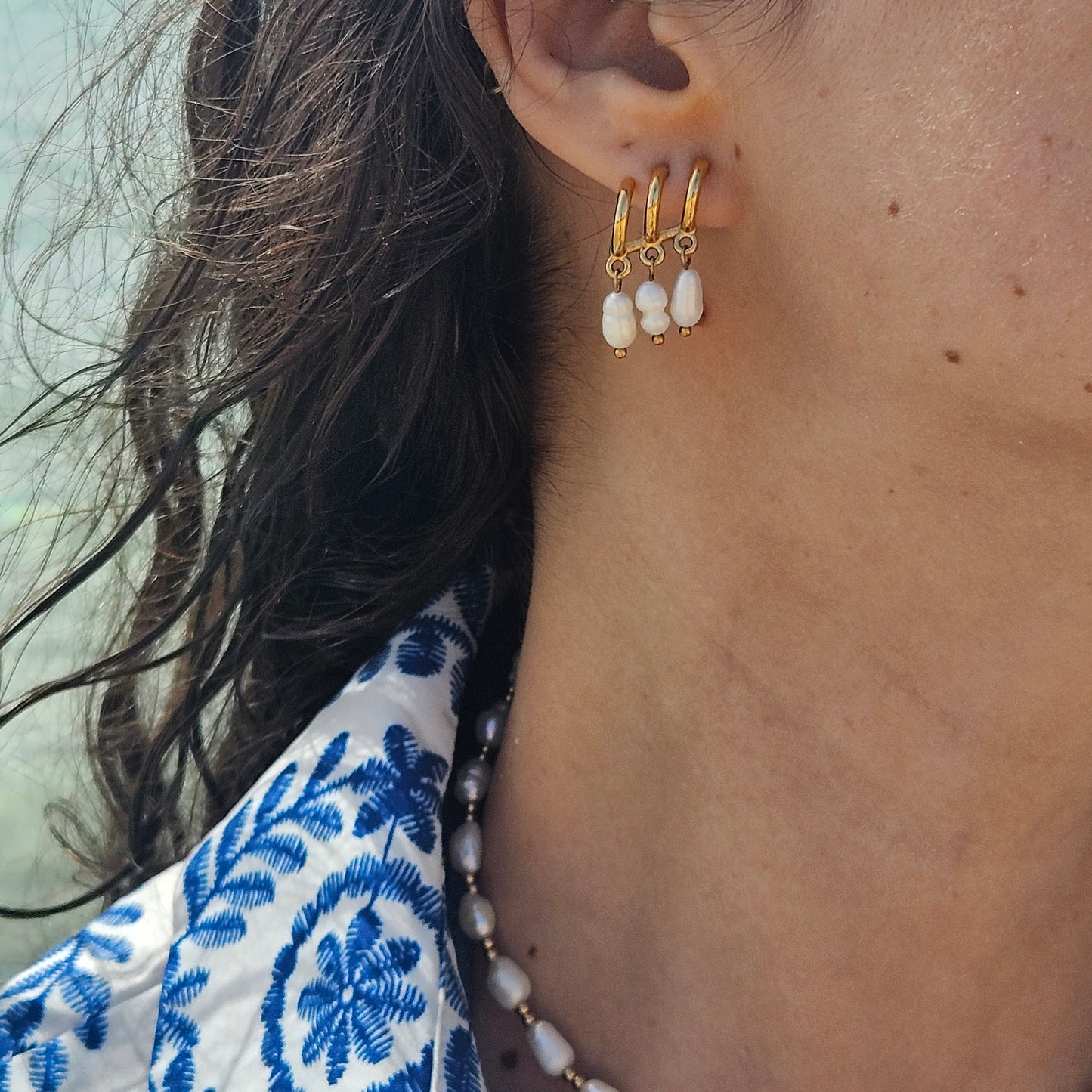 Athena - Boucles d'oreilles en Acier inoxydable doré