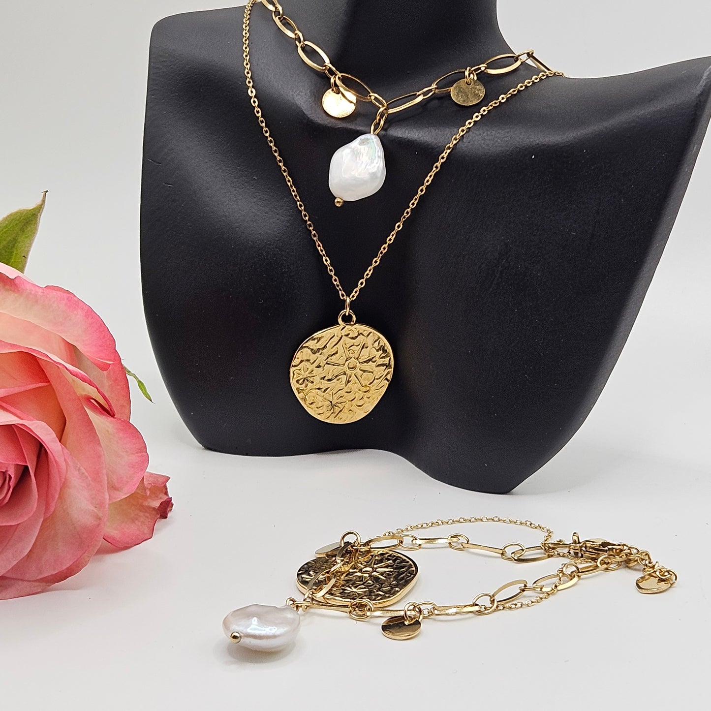 Elysia - Ensemble en Acier inoxydable (Collier, Boucles d'oreilles et Bracelet)