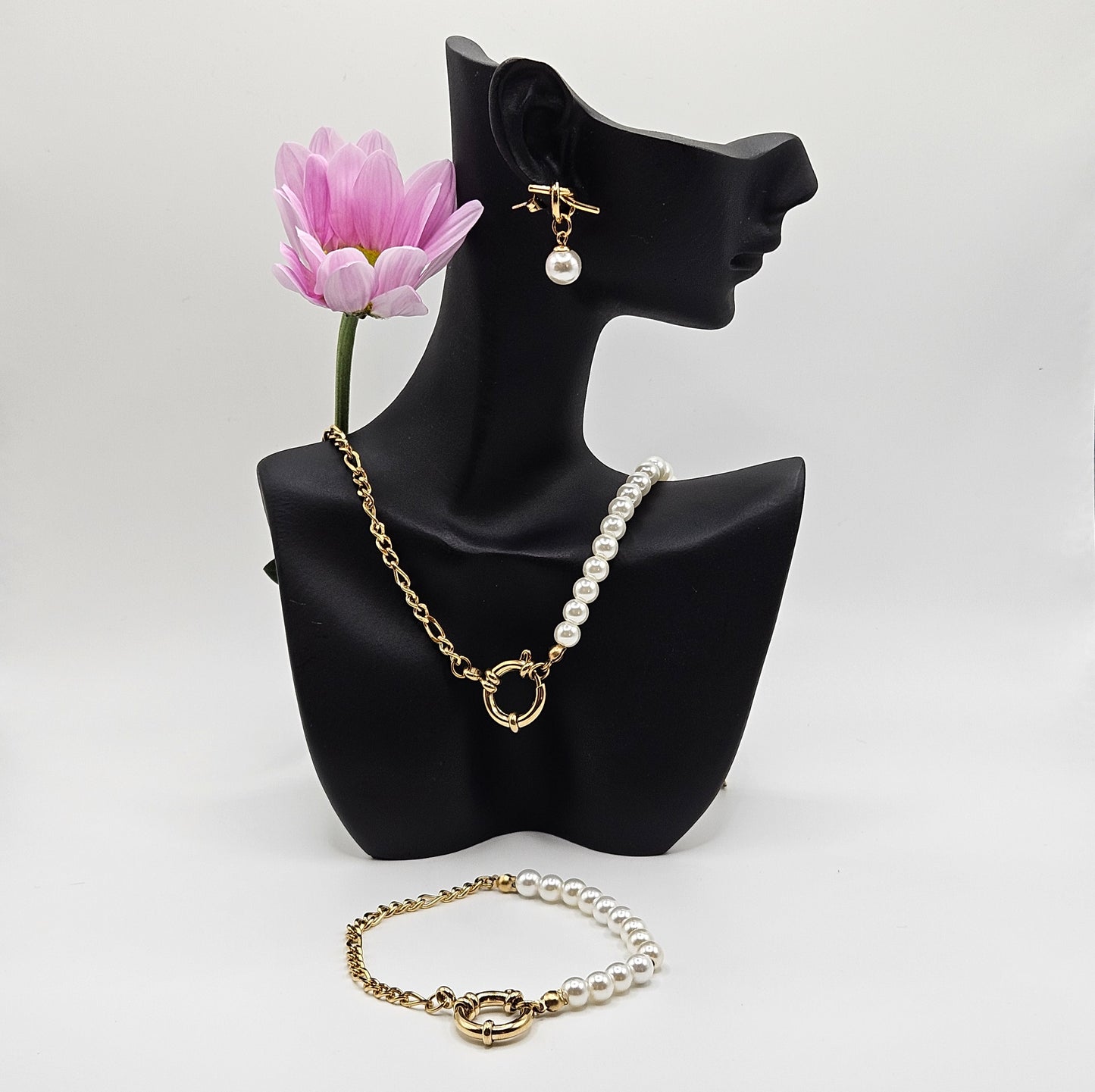 Arabesque - Ensemble de bijoux acier inoxydable (Collier, Bracelet et Boucles d'Oreilles)