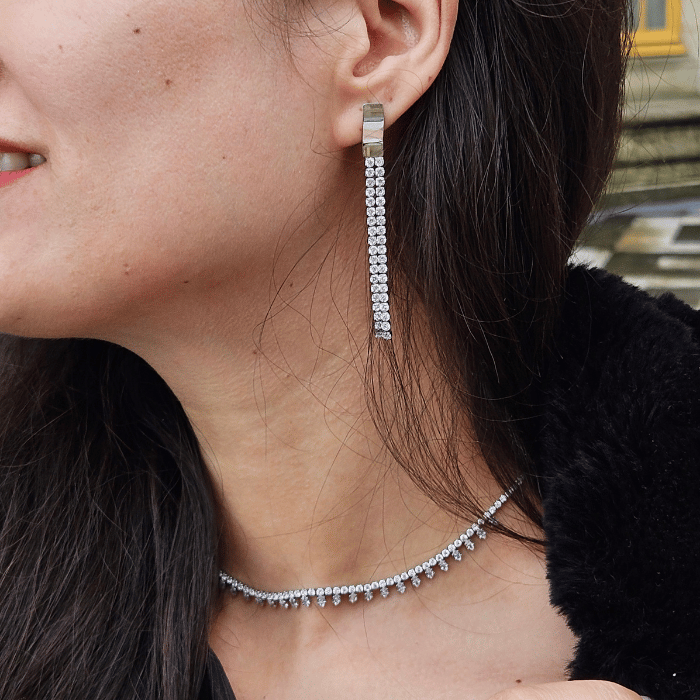 Aura - Boucles d'oreilles Rivière en acier inoxydable