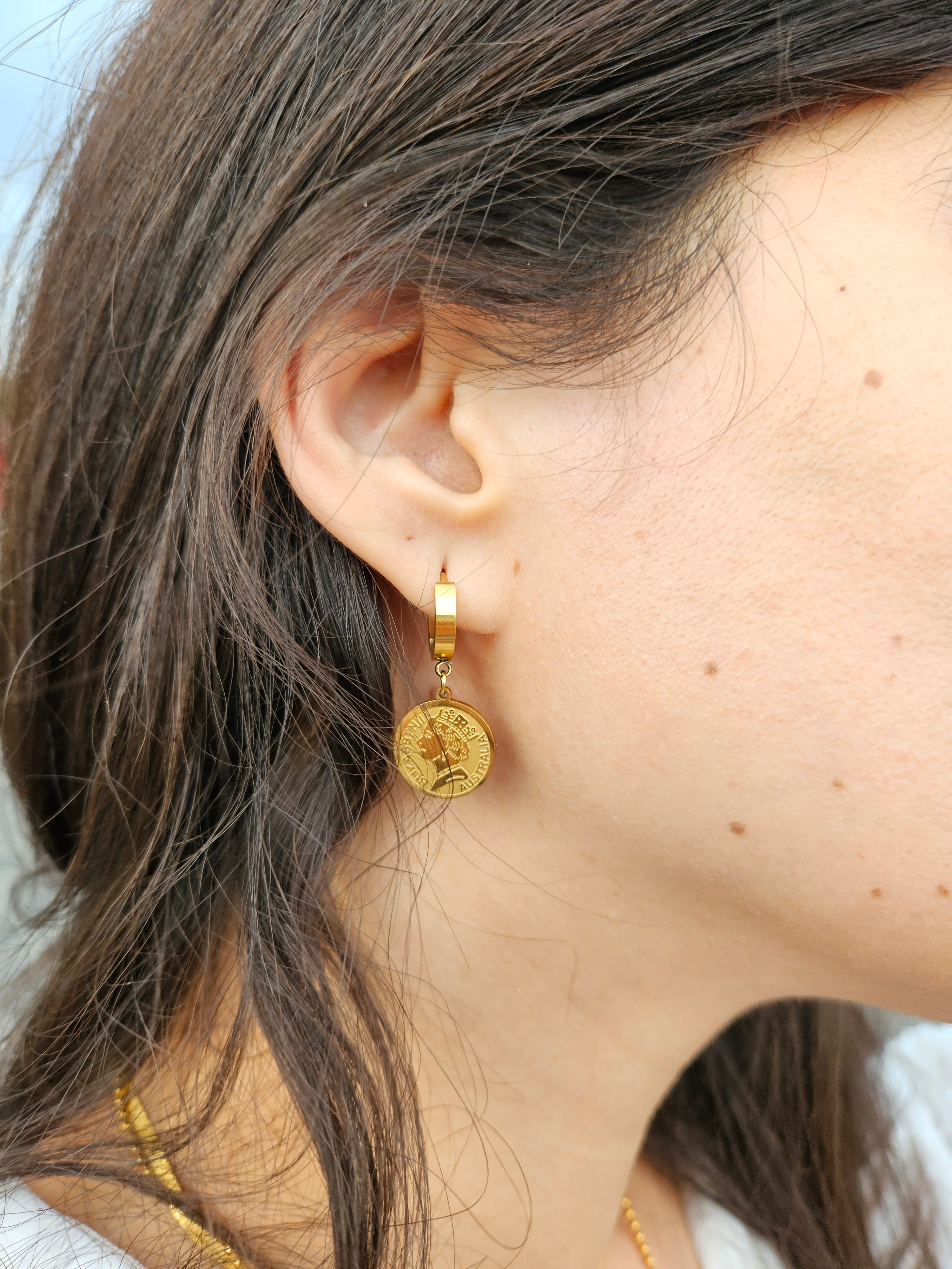 Boucles D'Oreilles Vague - Acier Inoxydable Doré Boucles D'Oreilles Vague - Acier Inoxydable Doré