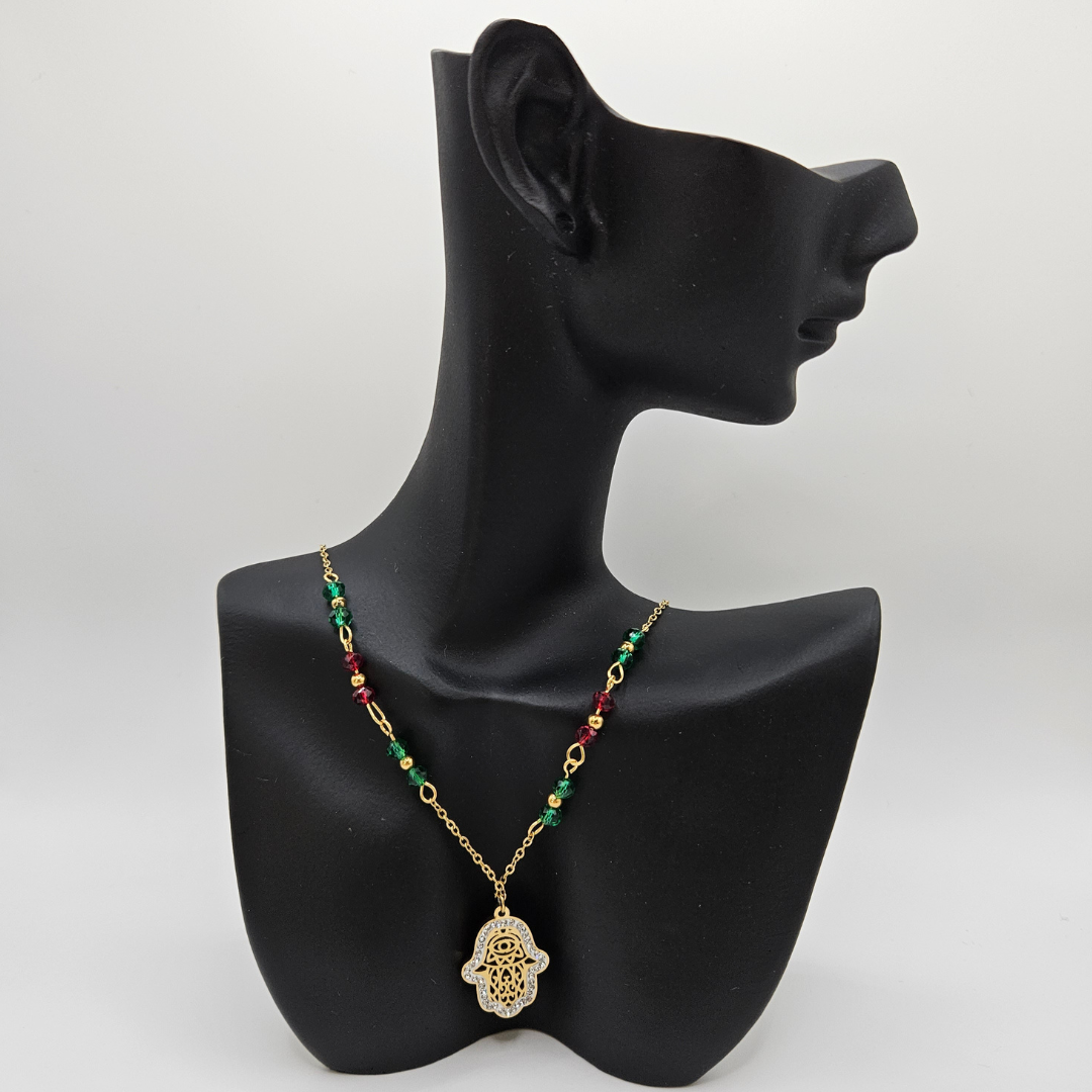 Hamsa - Ensemble de bijoux acier inoxydable (Collier, Bracelet et Boucles d'Oreilles)